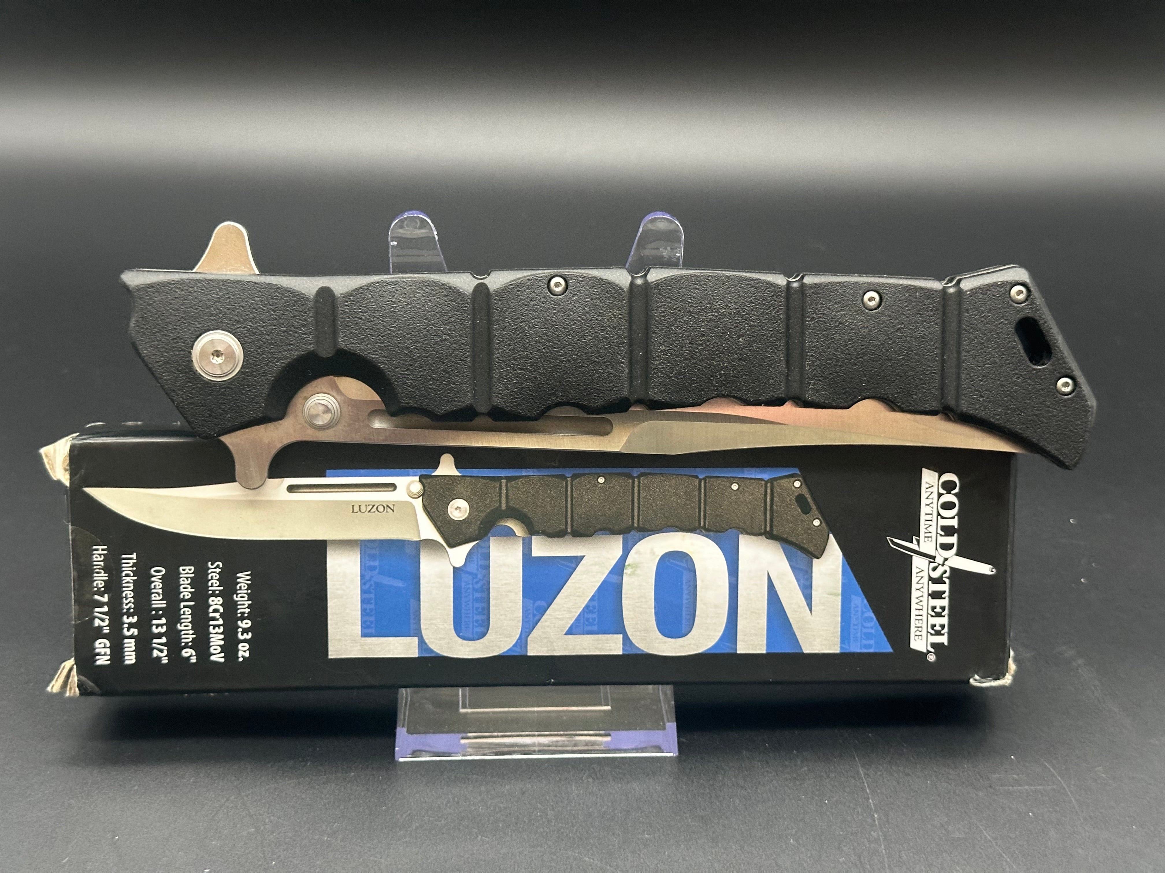 Cold Steel Large Luzon Flipper Pocket Knife - Plain Edge Tactical Folding Knife for Outdoor, Camping, Hunting & Everyday Carry (EDC)