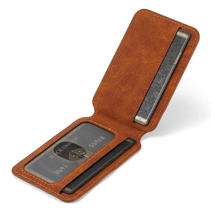 Samsung Galaxy S24 Vegan Leather Magnetic Card Holder - Slim Wallet for Credit Cards & ID - Perfect for Travel, Work, and Everyday Use