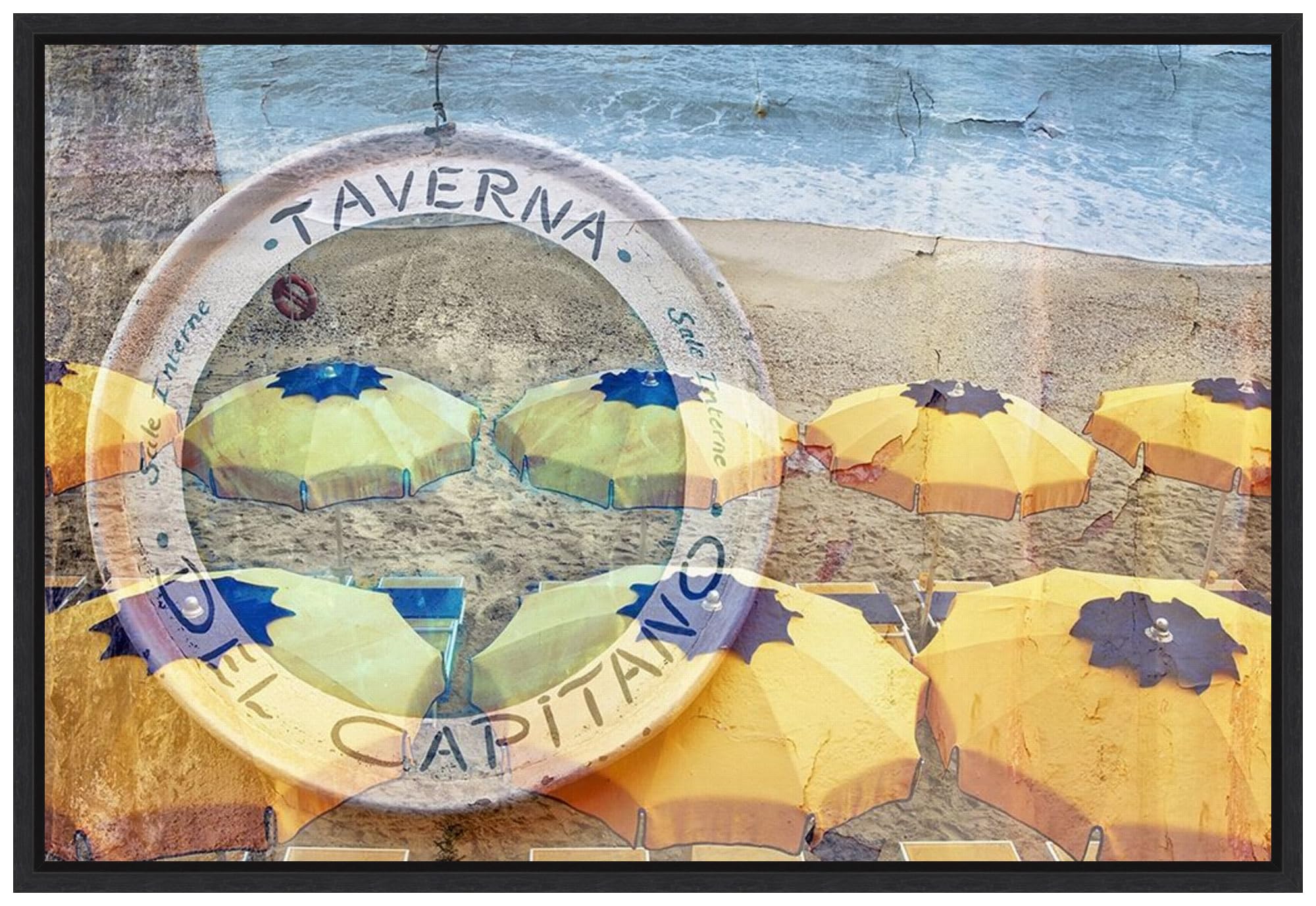 Amanti Art Framed Canvas Wall Art 23x33 - Taverna del Capitano #1 by Alan Blaustein - Abstract Modern Decor - Large Framed Painting for Living Room, Bedroom, Office - Perfect for Home & Office Decoration