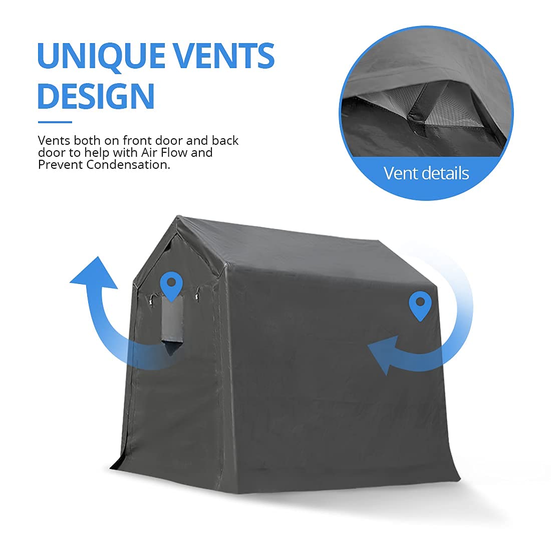 ADVANCE OUTDOOR 6X8 ft Portable Storage Shelter Shed - Waterproof & UV Resistant with 2 Zipper Doors & Vents | Perfect for Motorcycle, Carport, Garden Equipment & Outdoor Storage | Gray
