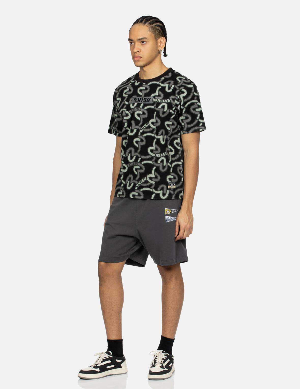 Spade Daruma Print Fashion Fit Sweat Shorts for Men - Comfortable Casual Lounge & Gym Workout Shorts