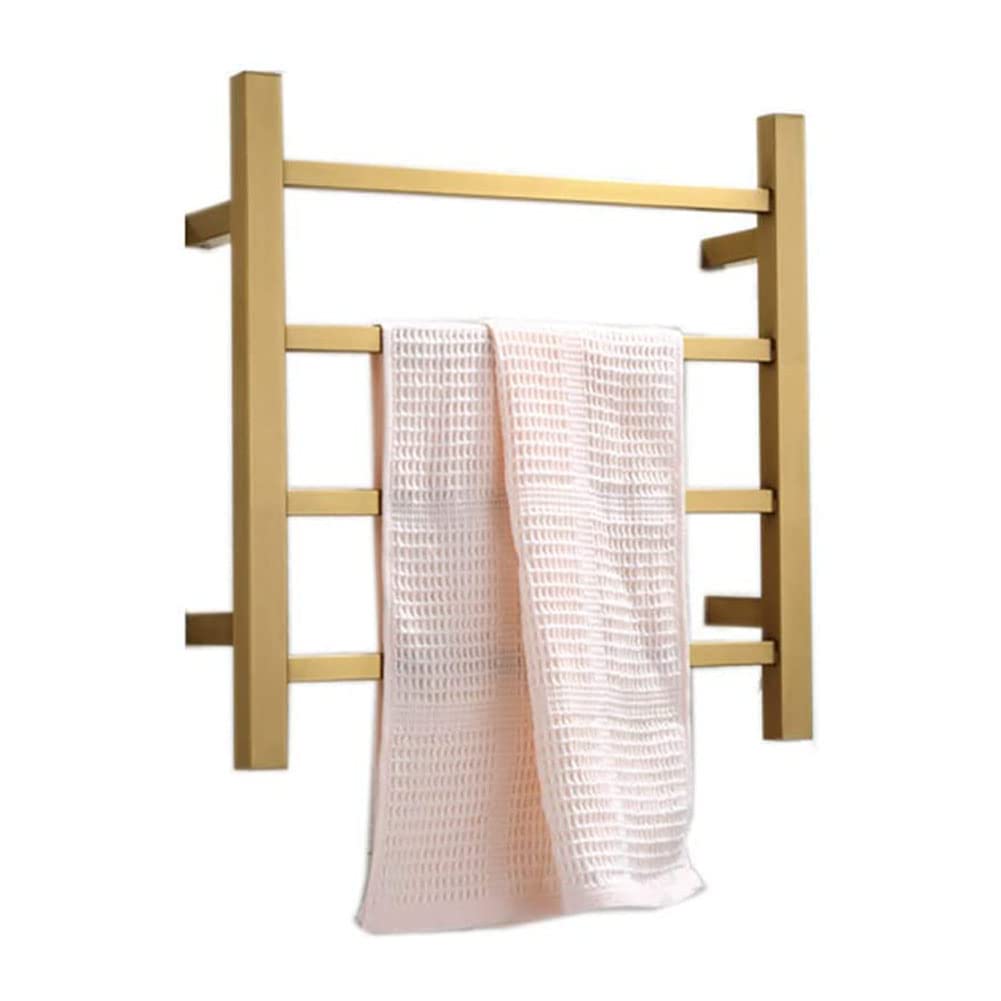Premium YFJBHDIAN Heated Towel Warmer - 304 Stainless Steel Electric Bathroom Towel Heater with 4 Square Bars | Energy Efficient Wall Mounted Drying Rack for Spa, Luxury Bath & Home Comfort