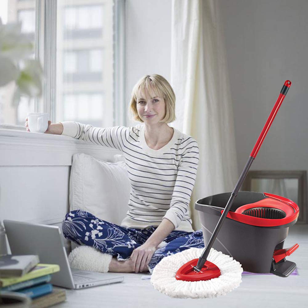 2 Pack EasyWring Spin Mop Replacement Heads - Microfiber Mop Refills for Deep Cleaning Floors, Tiles & Hardwood - Compatible with Most Spin Mops (Perfect for Kitchen, Bathroom & Pet Hair Cleaning)