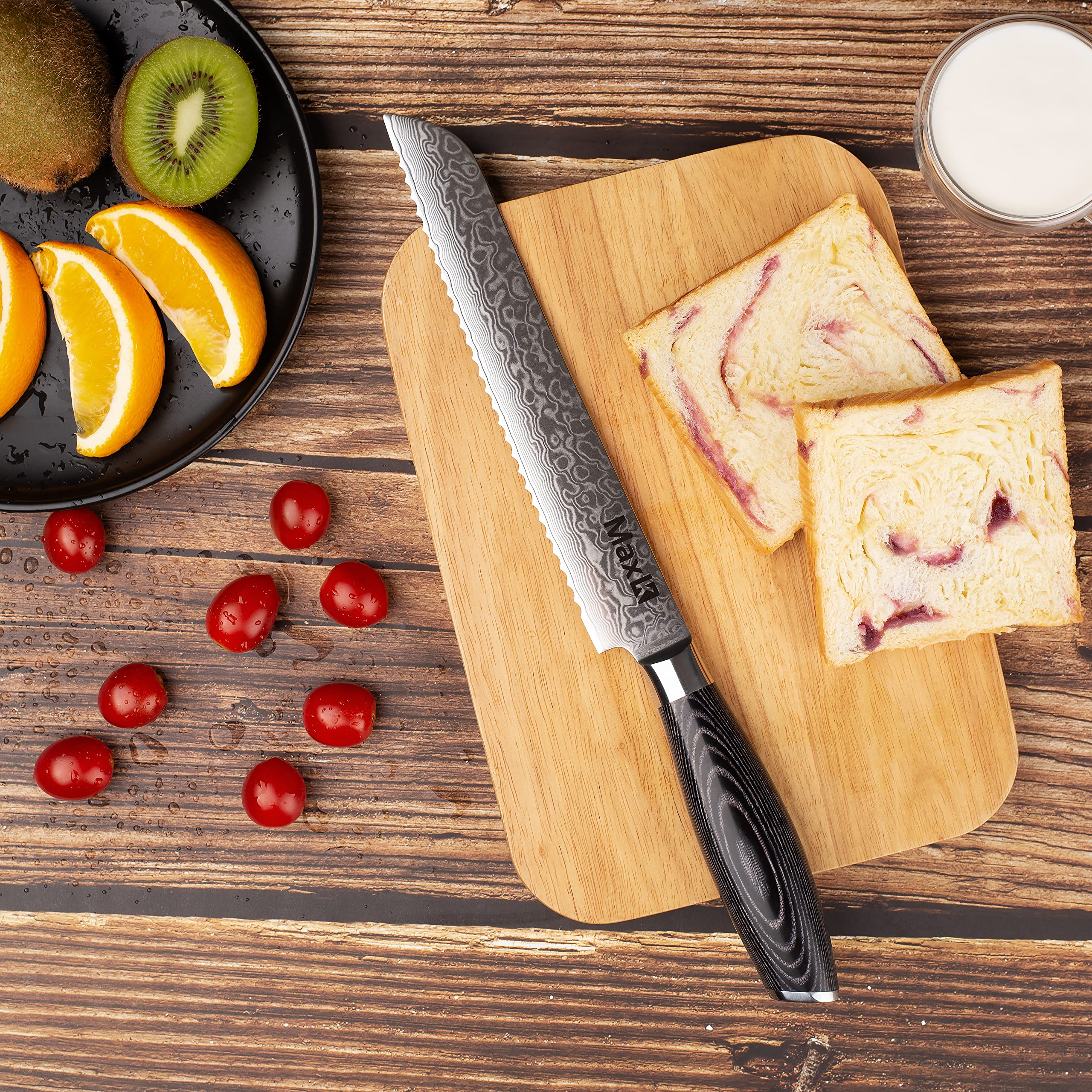 Premium 6-Piece Knife Set with Pakka Wood Handle & Free Knife Stand - Ultra Sharp 67-Layer Forged Steel Blades for Professional Chefs - Perfect for Slicing Meat, Dicing Vegetables, Chopping Fruits - Ideal for Home Kitchens, Restaurants & Culinary Gifts