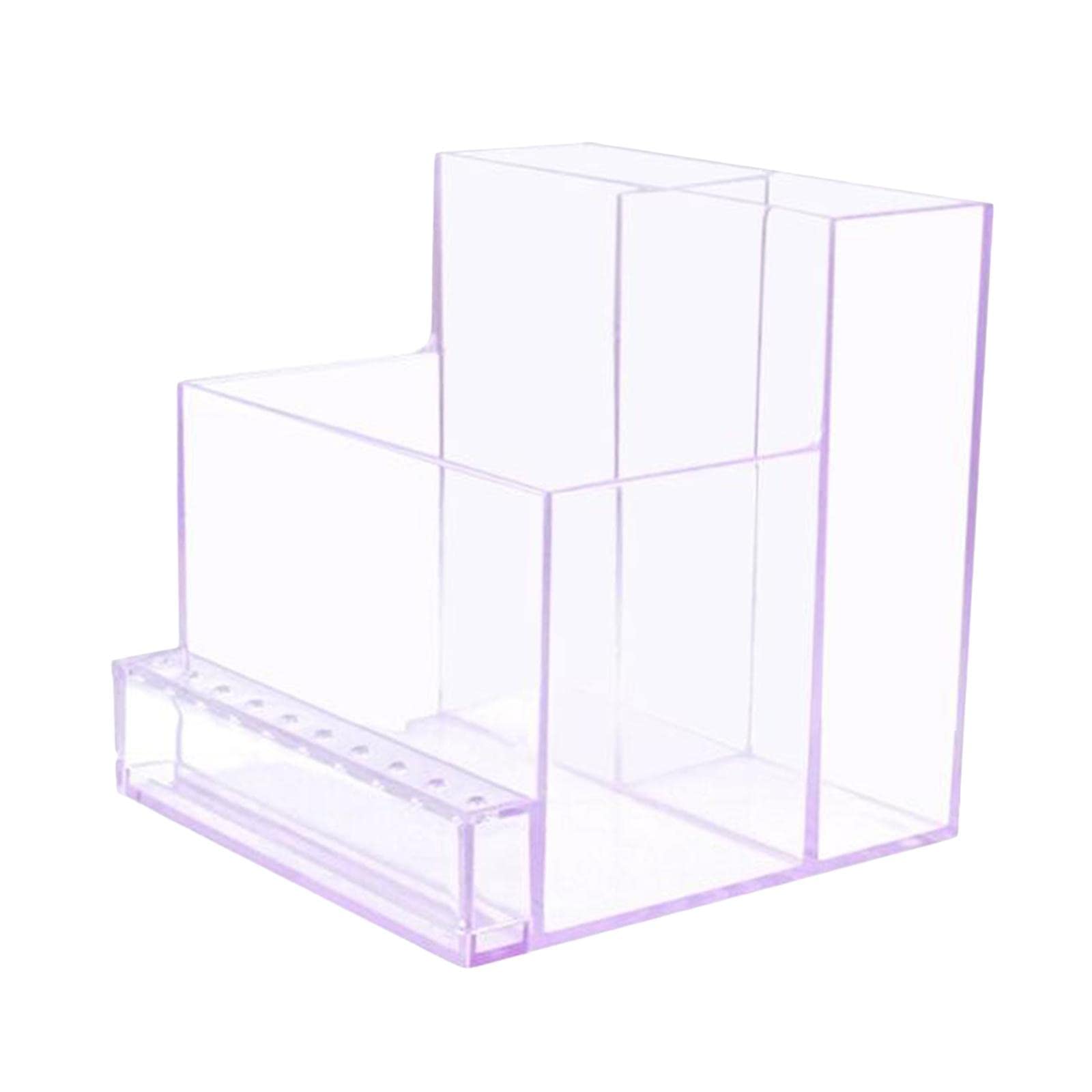 LOSA 3 Row 10 Hole Nail Drill Bit Holder - Clear Purple Acrylic Manicure Tool Organizer for Nail Salon & Home Nail Art Storage | Perfect for Nail Technicians & DIY Enthusiasts