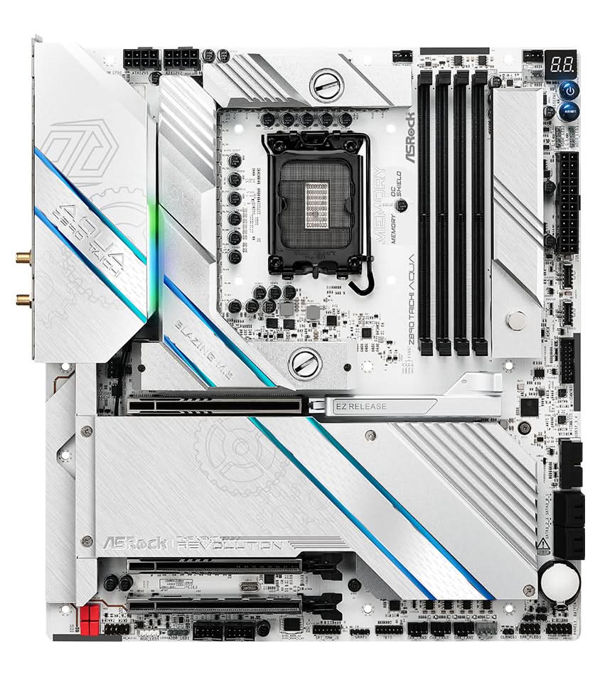 ASRock Z890 Taichi AQUA Intel Z890 LGA 1851 (Socket V1) Extended ATX Motherboard - High-Performance Gaming & Workstation PC Build for Enthusiasts