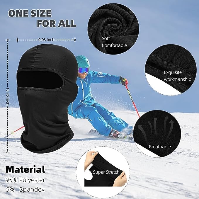 6 Pack Ski Mask Balaclava for Men & Women - Full Face Cover for Winter Sports, Sun Protection & Outdoor Activities - Cold Weather Gear for Skiing, Snowboarding & Hiking