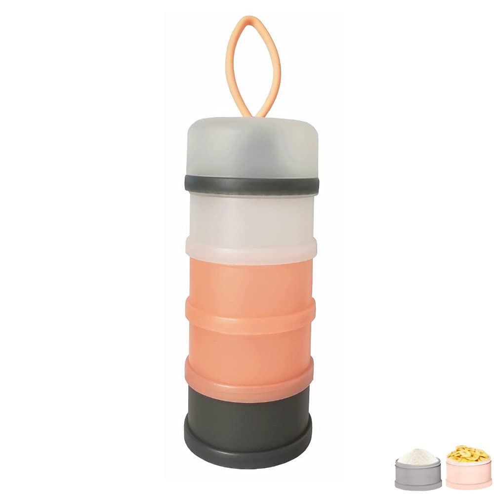 Organic Baby Formula Dispenser - 4 Layer Stackable & Portable Powder Container for Travel, BPA Free - Perfect for Milk Powder, Protein Powder, Snacks, Nuts & Small Fruits - Ideal for On-the-Go Parents, Gym & Outdoor Activities