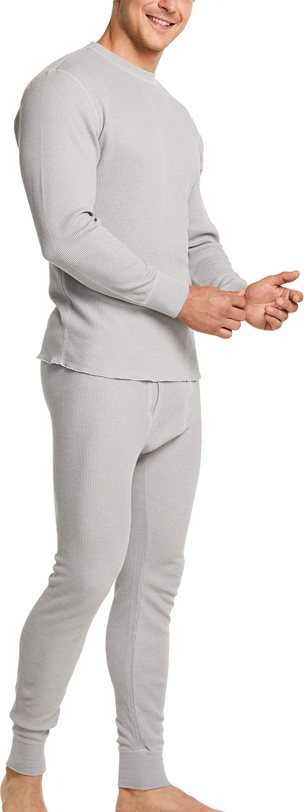 CQR Men's Thermal Underwear Set - Midweight Waffle Knit Thermal Top & Bottom for Winter, Cold Weather Long Johns with Fly - Perfect for Skiing, Hiking & Outdoor Activities