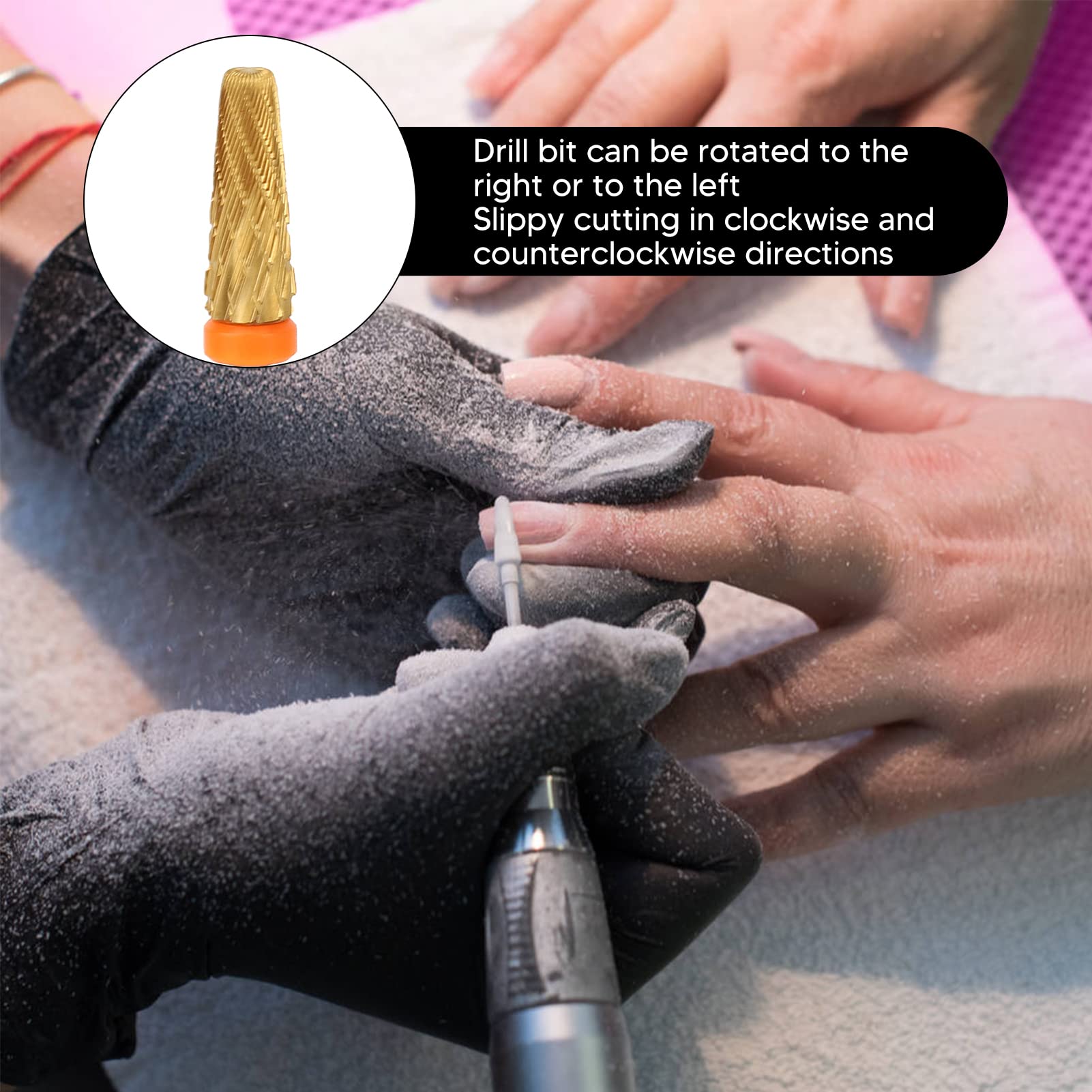 LANTRO JS Professional 5-in-1 Tungsten Steel Nail Drill Bits Set - Durable Manicure & Pedicure Tools for Acrylic, Gel, Natural Nails - Perfect for Home Salon & Nail Art Enthusiasts