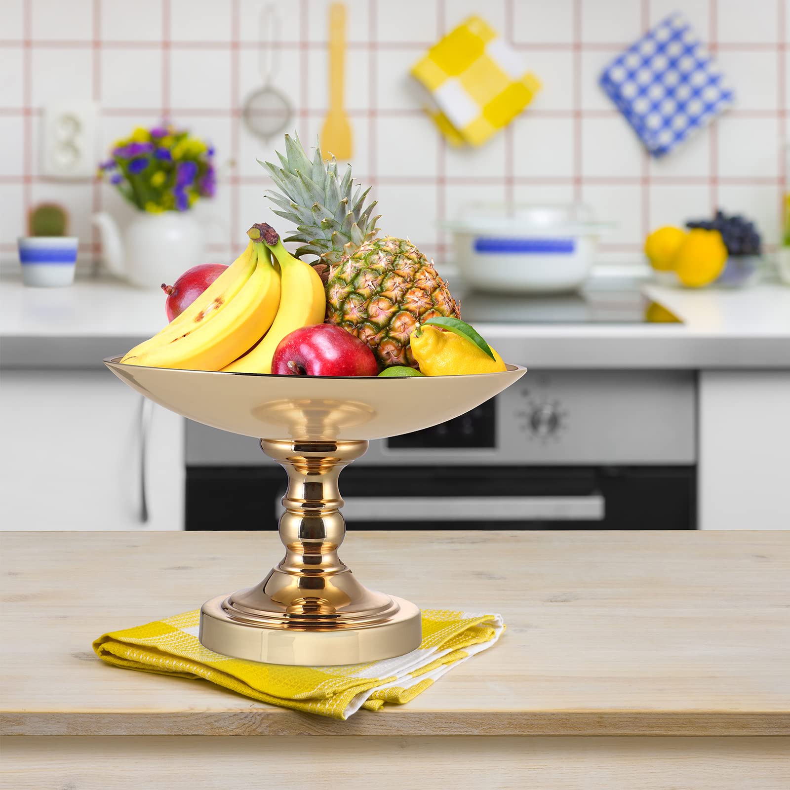 Gold Pedestal Fruit Bowl - 11.8
