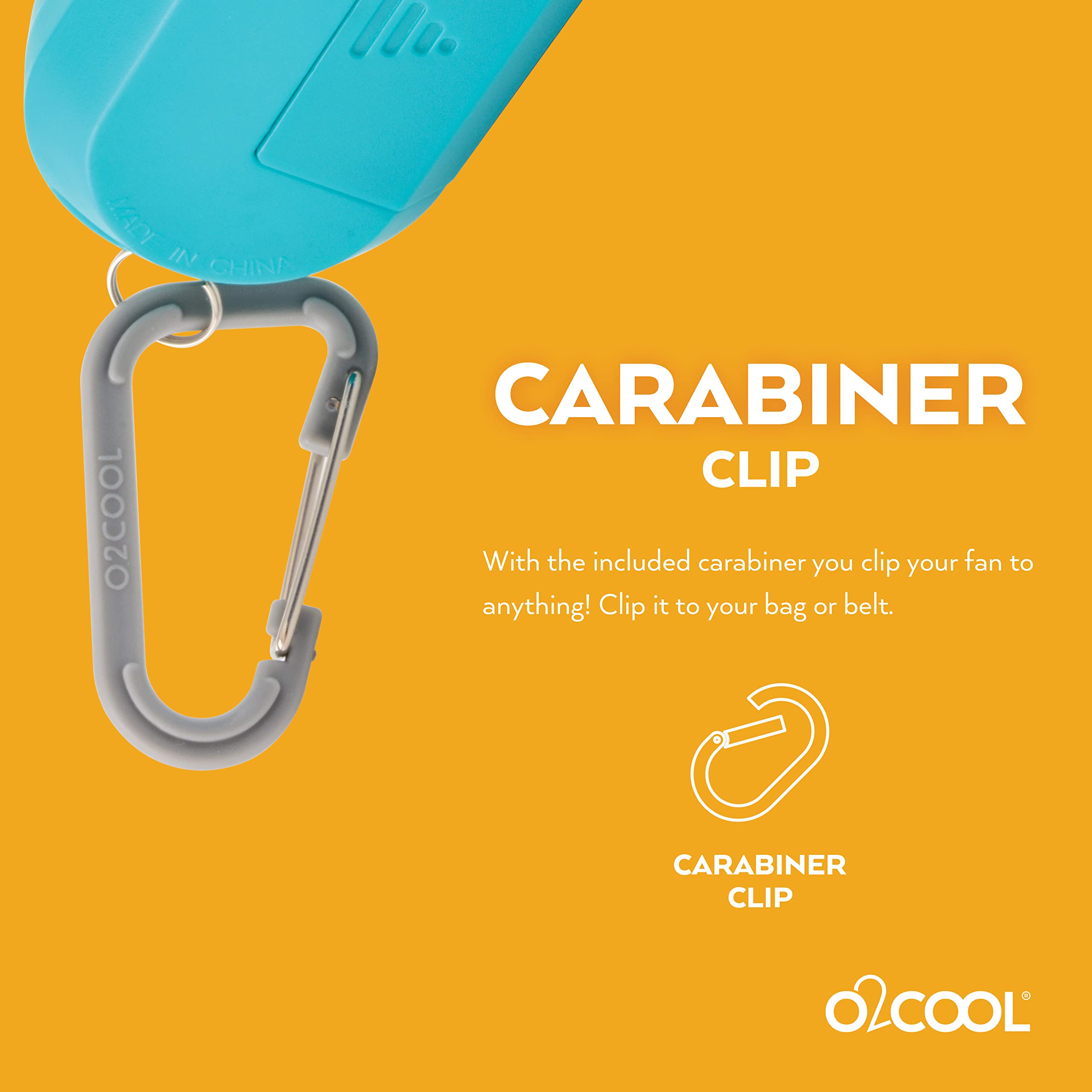 O2COOL 2-Pack Keychain Sport Misting Fan - Portable Battery Powered Handheld Fan with Carabiner Clip & Mister - Compact Cooling Fan for Outdoor Activities, Sports, Travel & Summer Use (Teal)