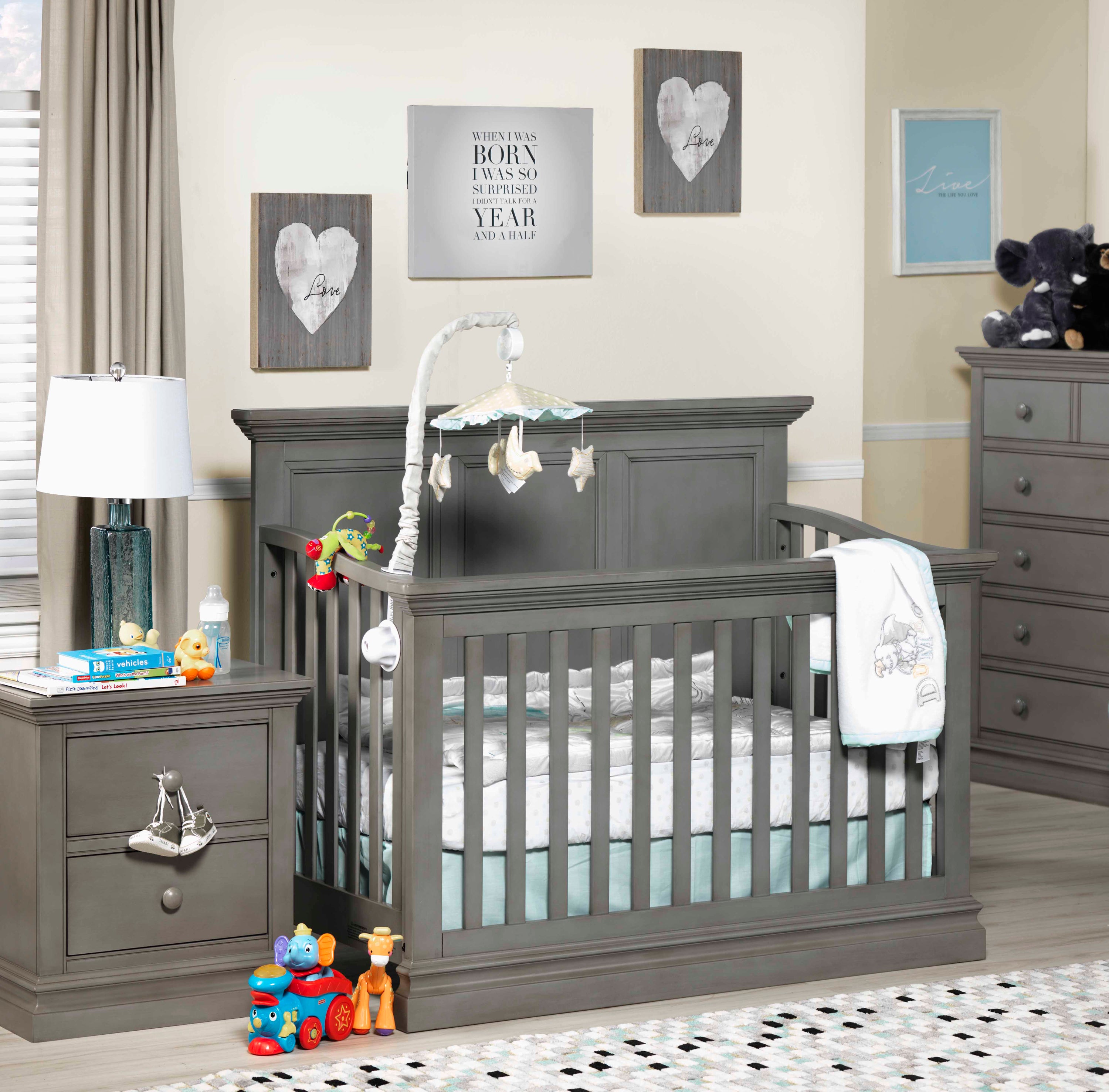 Convertible Panel Crib - White Cloud Design | Safe & Stylish Nursery Furniture for Baby Boys & Girls | Perfect for Modern Nurseries, Daycares & Guest Rooms