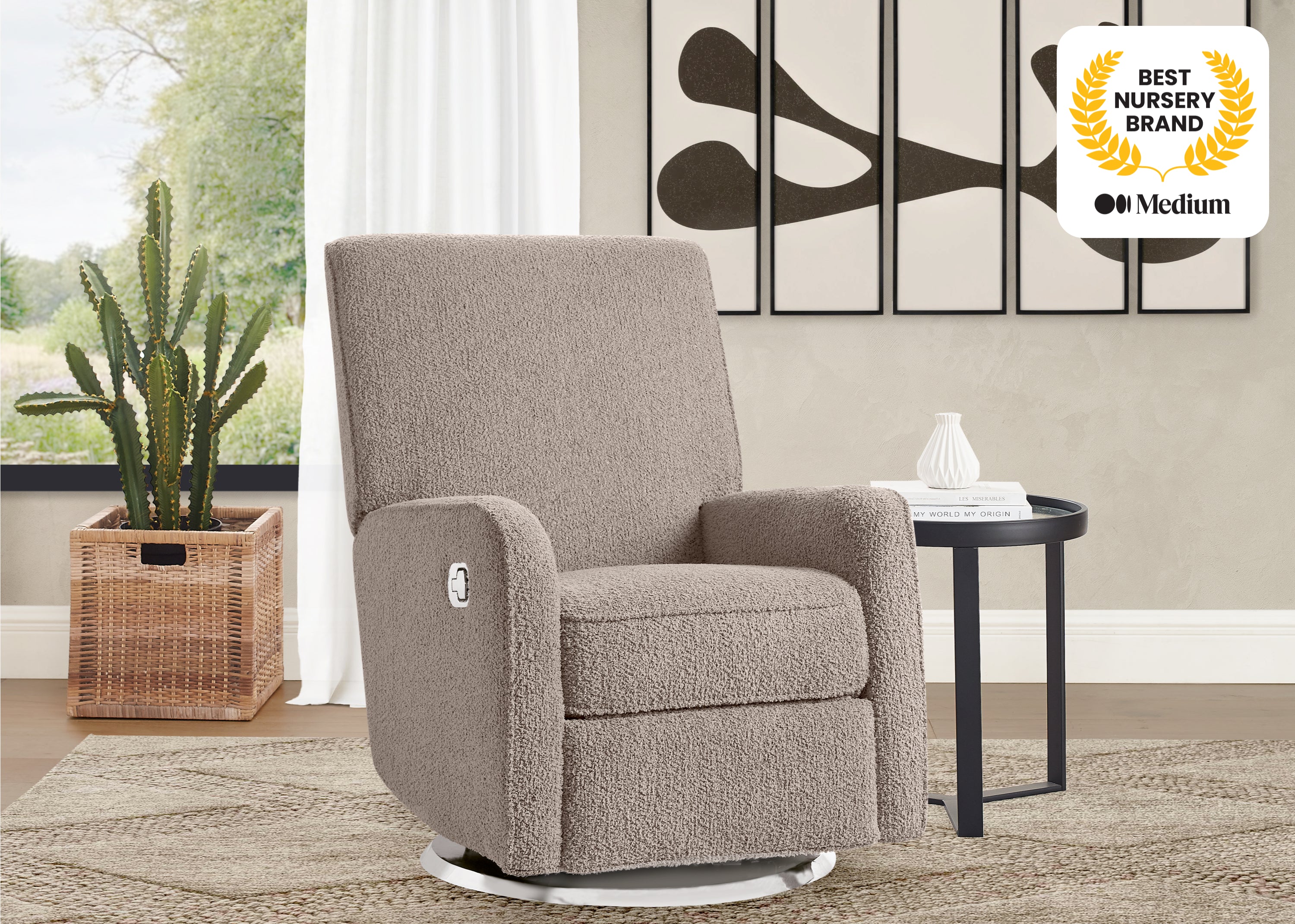 Nest Nursery Swivel Recliner Chair - 360 Degree Rotating Glider Rocker with Lumbar Support - Perfect for Nursing, Feeding & Comfort in Baby Nursery or Living Room