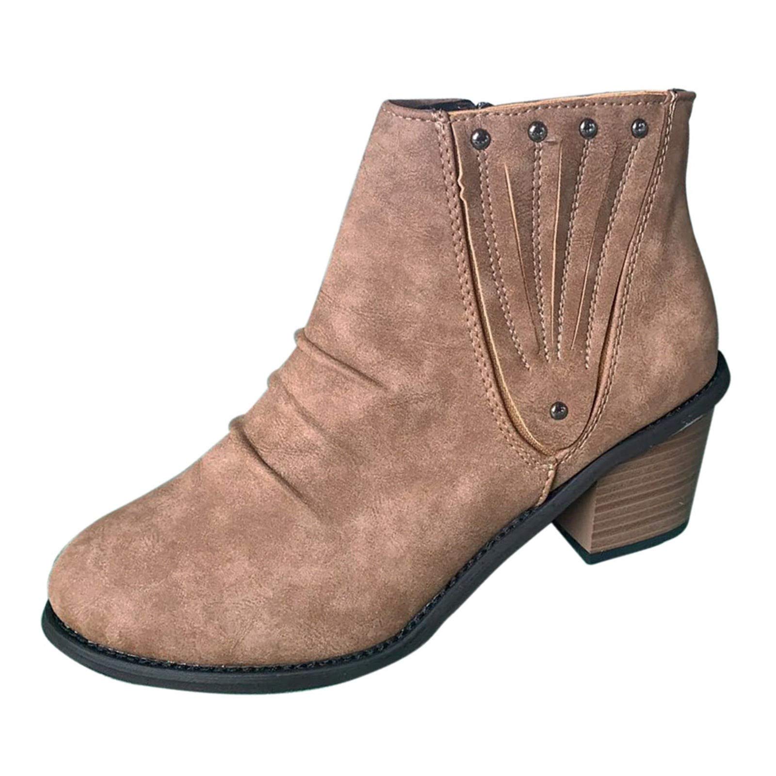 Women's Thigh High Leather Boots with Heel - Fashion Roman Short Ankle Boots for Casual Wear, Thick Sole & Comfortable Heels | Perfect for Parties, Night Out & Everyday Style