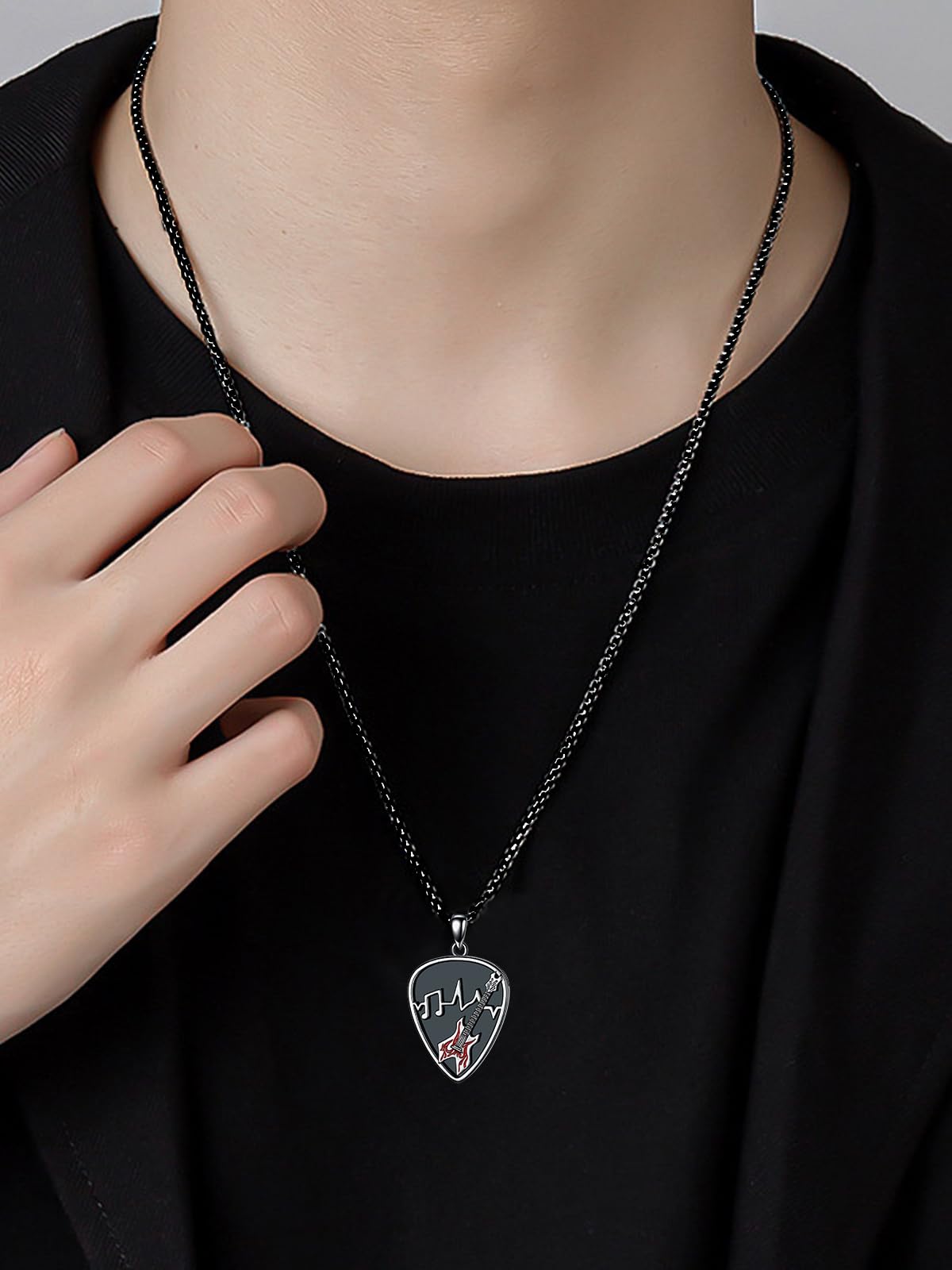Dorunmo Sterling Silver Personalized Soundwave Guitar Pick Holder Necklace - Custom Music Pendant for Guitarists & Musicians - Perfect Gift for Christmas, Birthdays & Music Lovers - Great for Performances, Practice & Everyday Wear