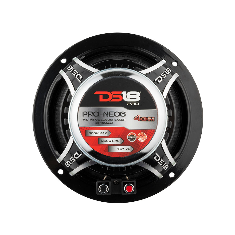 PRO 6.5 Neodymium Mid-Range Bullet Loudspeaker 250W RMS 4 Ohm - Perfect for Car Audio, Marine & PA Systems