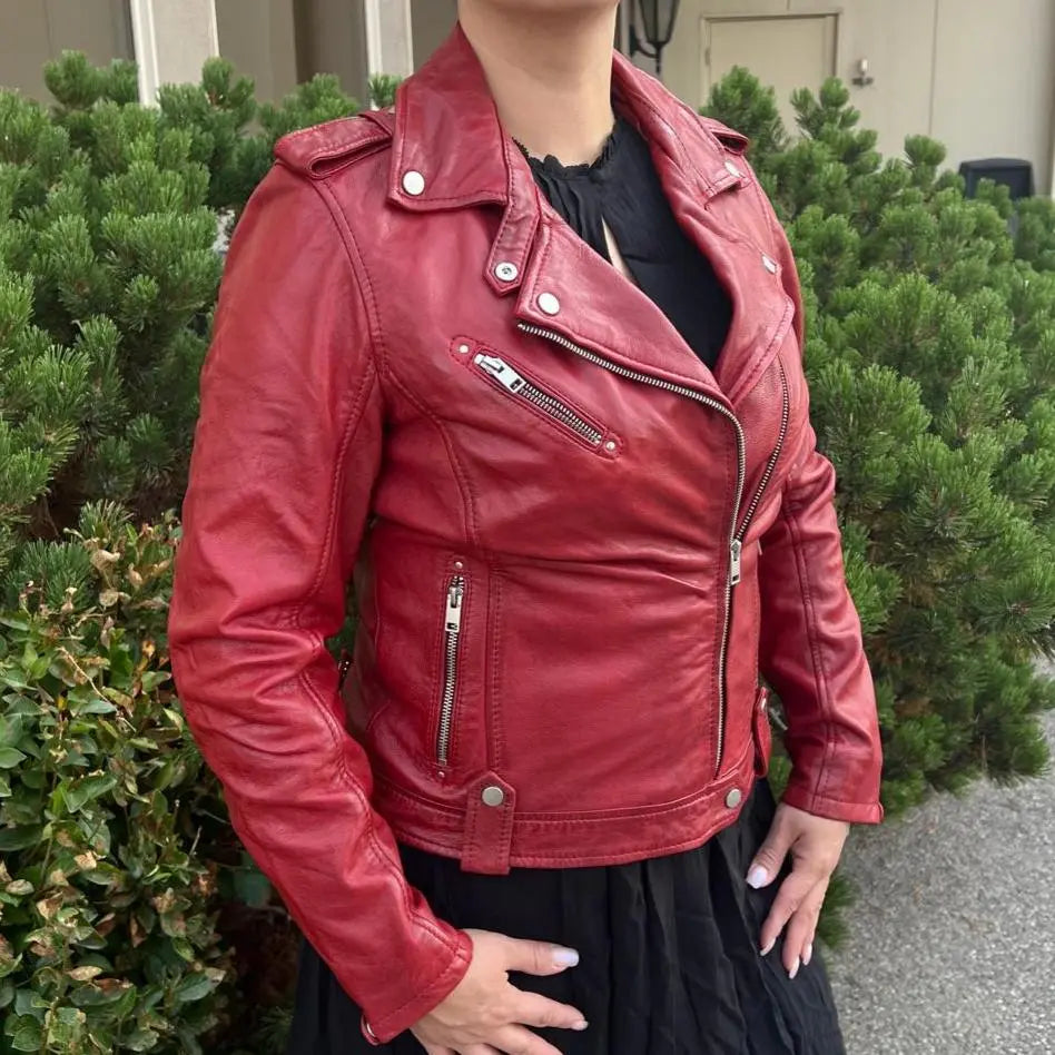 Stylish Biker Look Sheep Leather Jacket for Men & Women - Premium Motorcycle Outerwear for Riding & Fashion