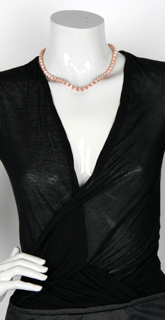 Elegant Rose Gold Pave Pyramid Necklace for Women - Perfect for Parties, Weddings & Everyday Wear