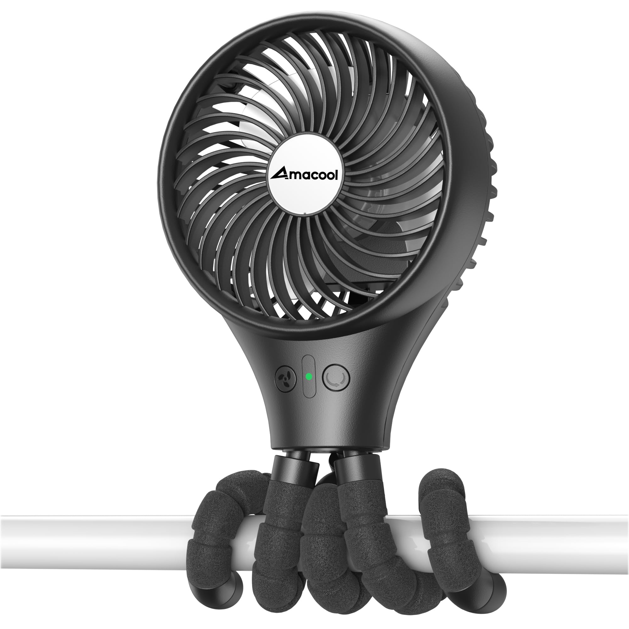Portable Baby Stroller Fan with Auto Oscillation - 3-Speed Rechargeable Battery Operated Fan, Flexible Tripod & Clip On Design for Car Seat, Crib, Wagon, Bike, Treadmill - Perfect for Camping, Travel & Outdoor Activities