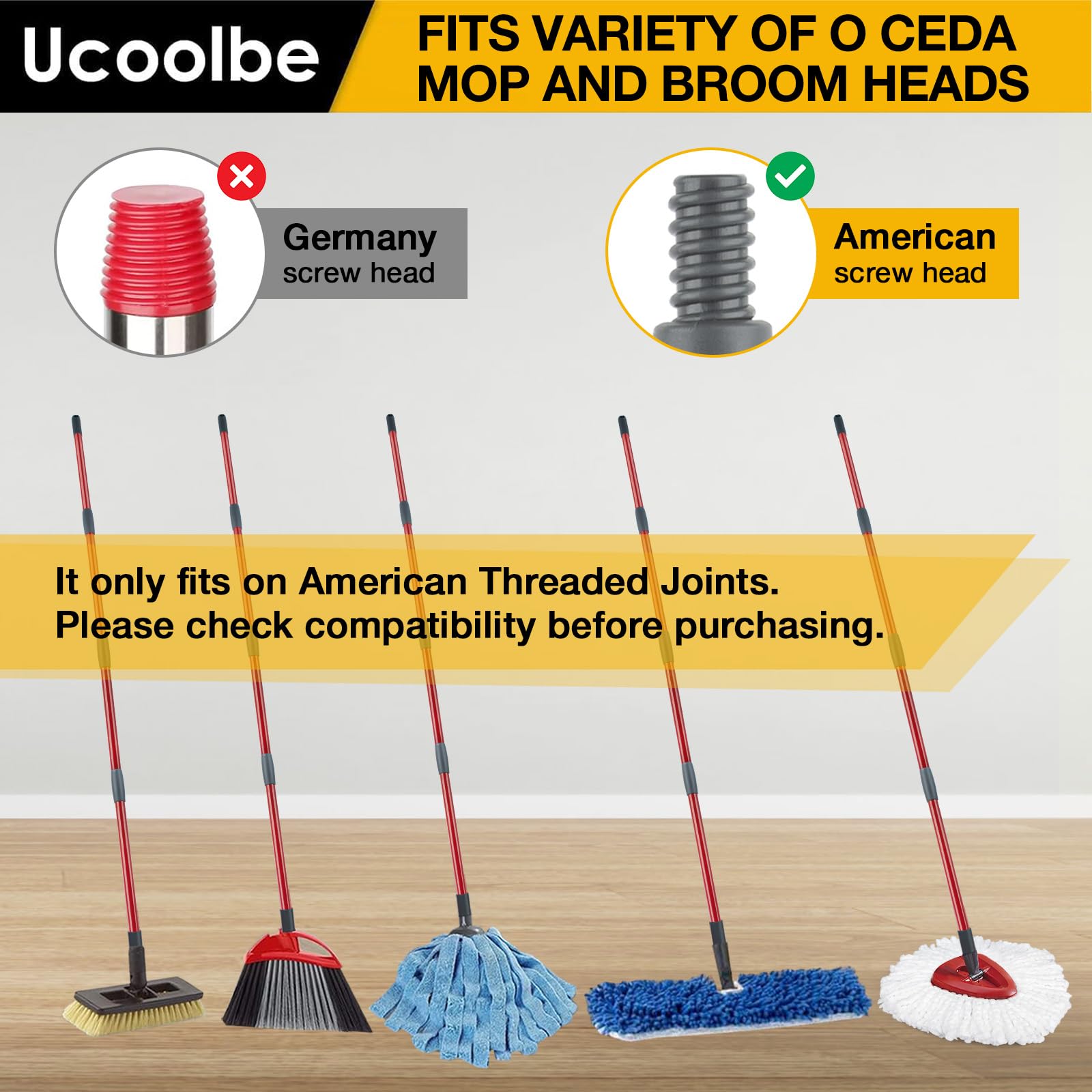 O-Cedar Spin Mop Replacement Handle - 4-Section Adjustable 30