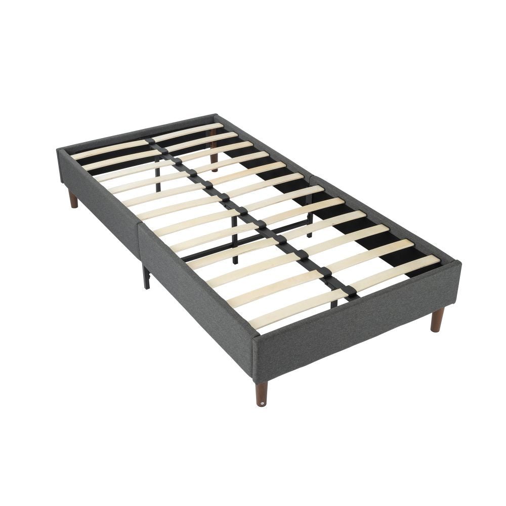 Alexandra Queen Bed Frame with Headboard - Dark Grey Wooden Platform Bed Base for Bedroom, Guest Room, or Master Suite