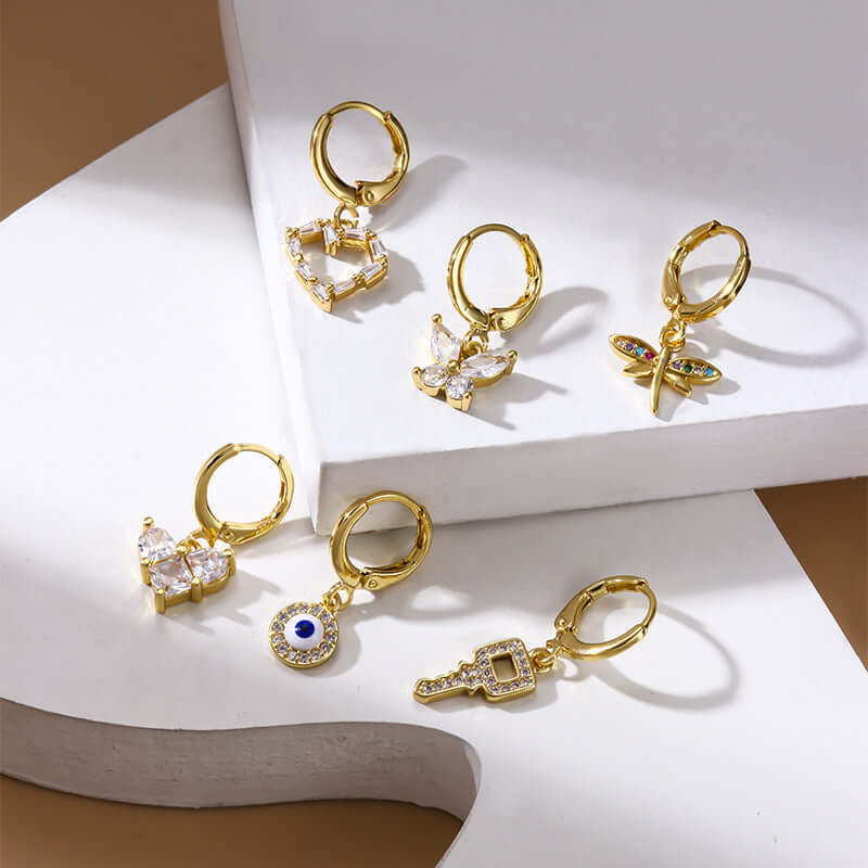18K Gold Cartilage Huggie Hoop Earrings - Boho Butterfly Hoops for Women | Trendy Cartilage Earrings for Pierced Ears | Perfect for Everyday Wear, Parties & Boho Fashion