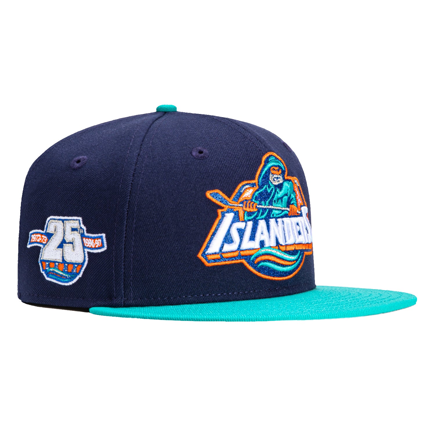 New Era 59Fifty New York Islanders 25th Anniversary Patch Snapback Hat - Light Navy & Teal - Official NHL Licensed Cap for Hockey Fans & Sports Enthusiasts