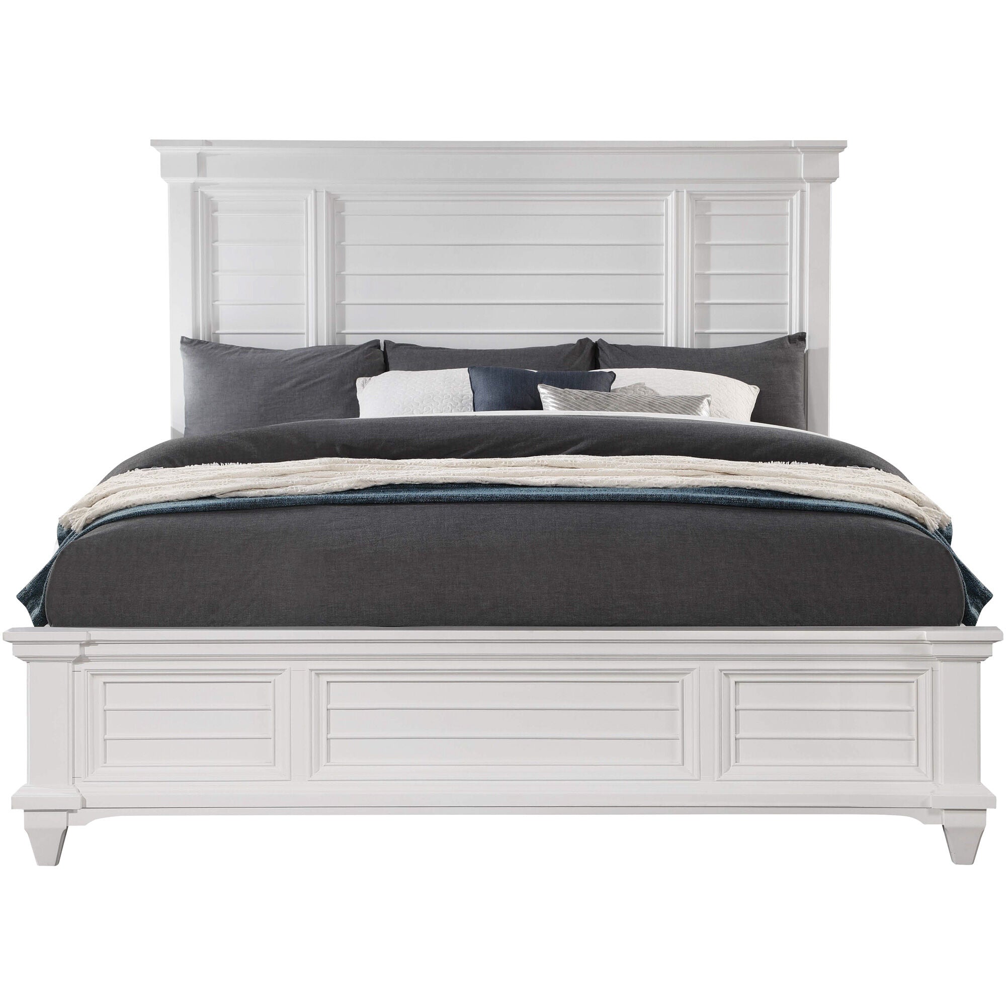 Hilton Head Panel Bed - Queen Size Solid Wood Bed Frame with Upholstered Headboard - Perfect for Master Bedroom & Guest Room Decor