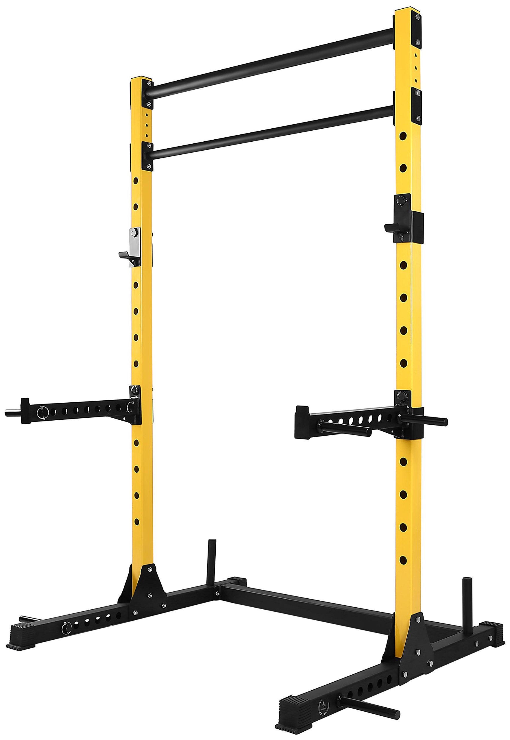 HulkFit Pro Series Adjustable Power Cage - Heavy Duty Squat Rack for Home Gym with 2 Pull-Up Bars | Strength Training Equipment for Bench Press, Deadlifts & Squats | Perfect for Garage Gym & CrossFit Workouts