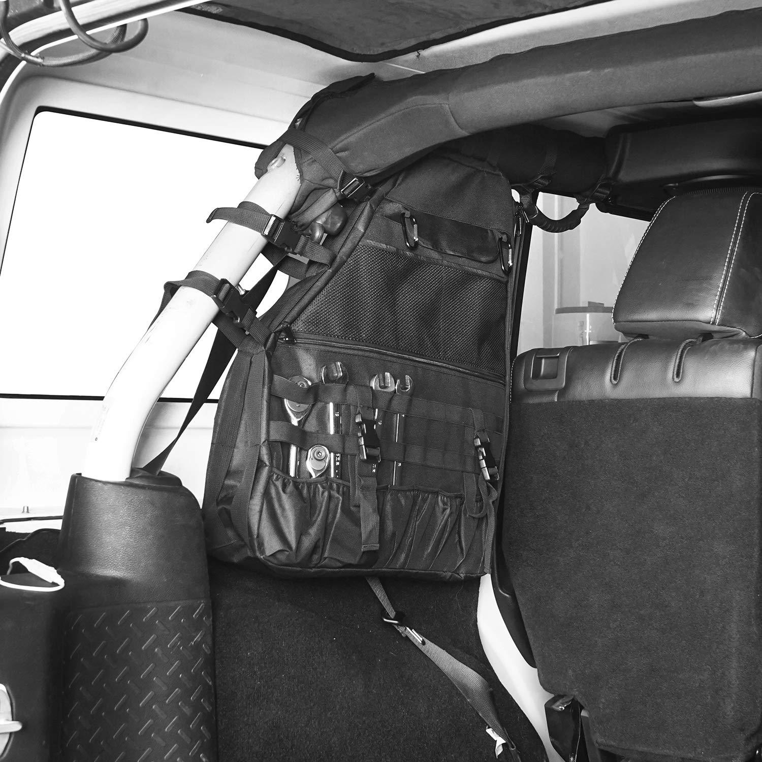 Hooke Road Roll Bar Storage Bags Organizer Saddle Bag for 1997-2025 Jeep Wrangler TJ JK JL Unlimited 4-Door - Durable & Waterproof Pair - Perfect for Off-Roading, Camping & Outdoor Adventures