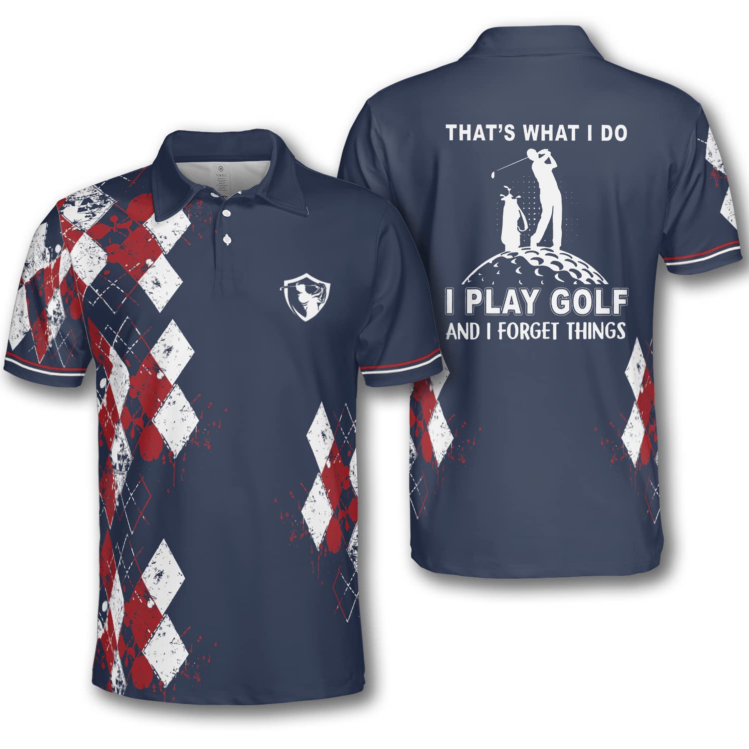 Funny Golf Shirts for Men - Argyle Pattern Dry Fit Polo Shirt | Breathable & Moisture Wicking | Perfect for Golf Outings, Casual Wear & Office Fridays