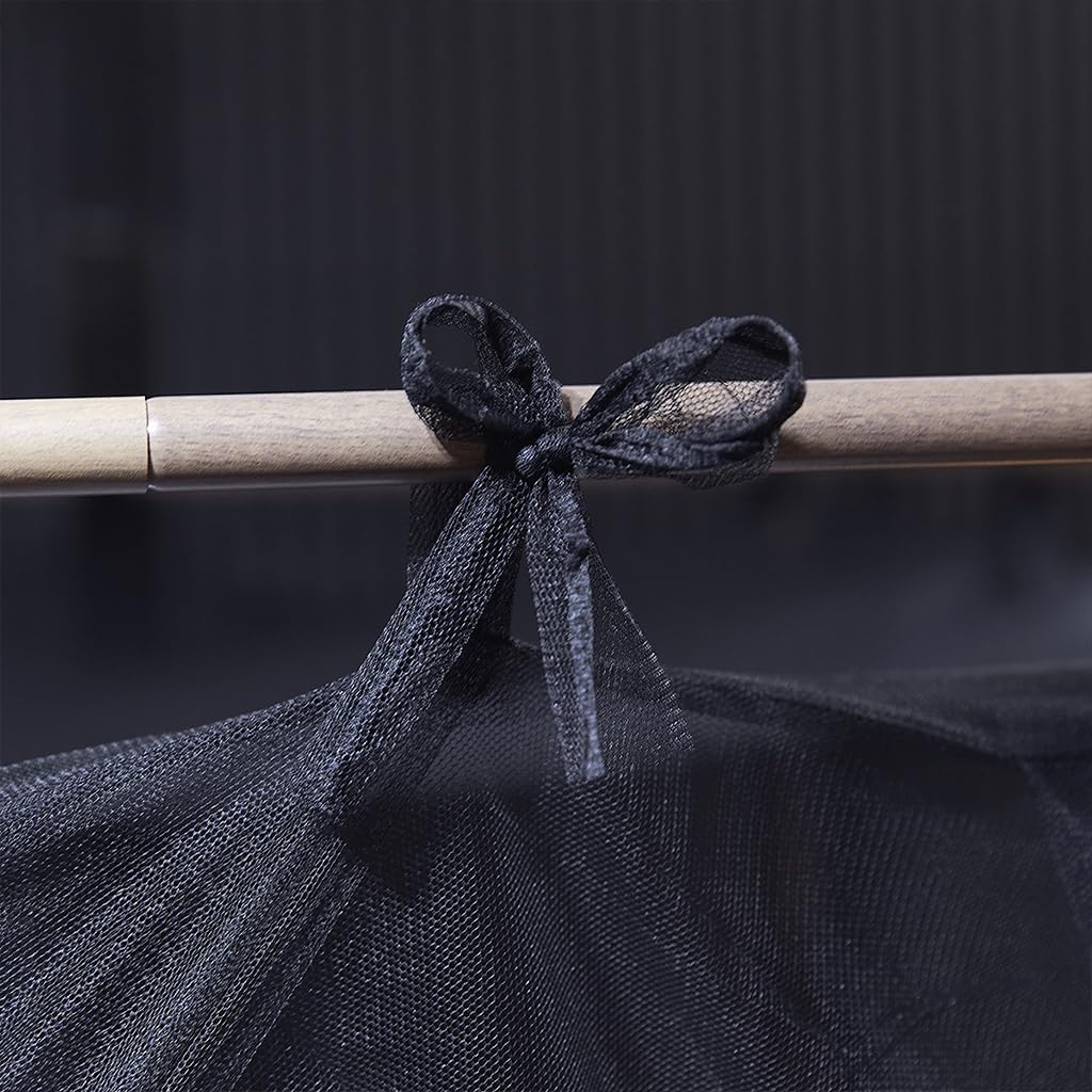 Luxury 4 Corner Post Mosquito Net with Dustproof Top Cover - Queen Size Bed Canopy for Adults & Teens (Black) | Perfect for Bedroom Decor, Romantic Nights & Allergy Protection