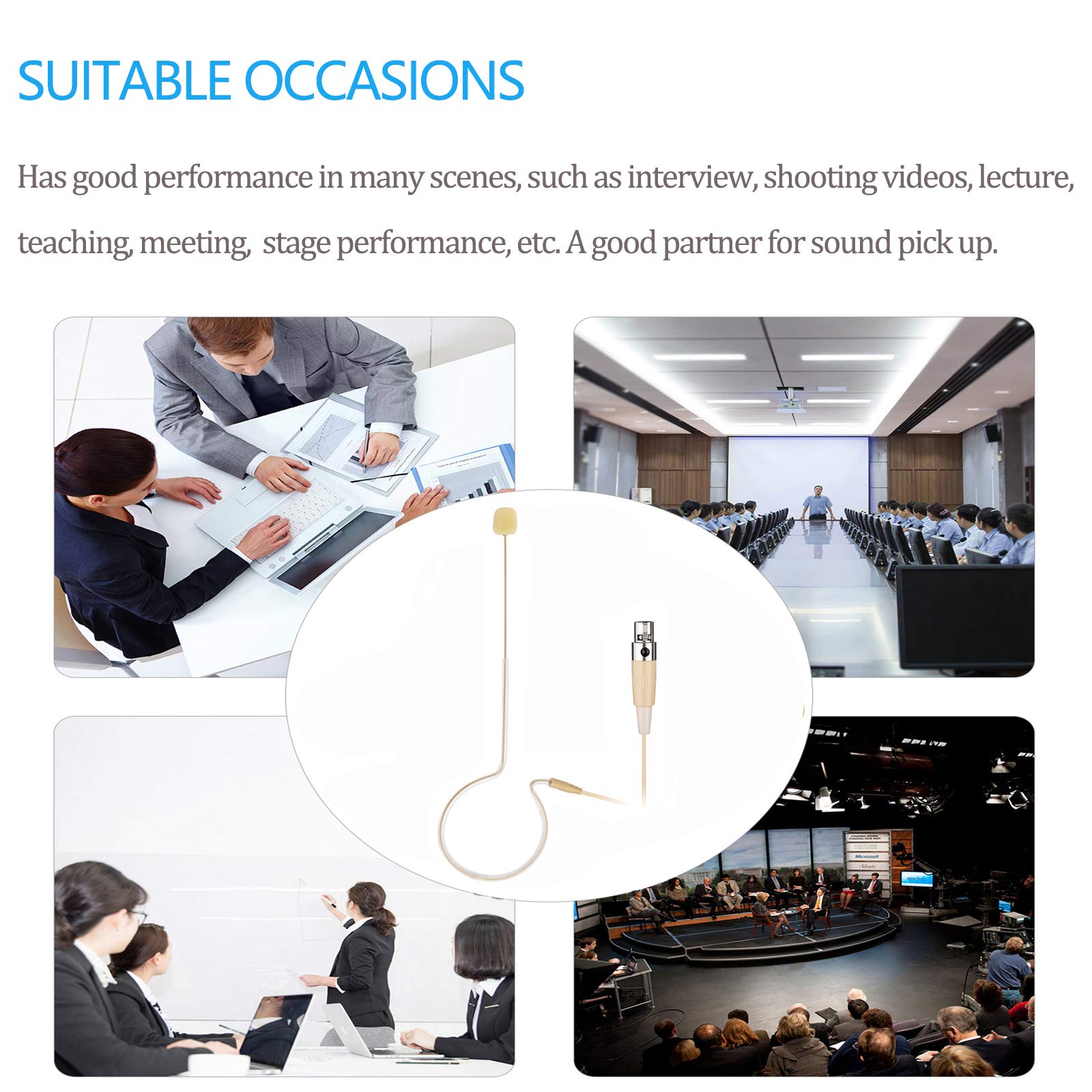Shure Wireless Headset Microphone - 4 Pin Mini XLR Omnidirectional Headworn Mic for Bodypack Transmitter (Beige Single Earhook) - Perfect for Live Performances, Public Speaking & Broadcast Presentations