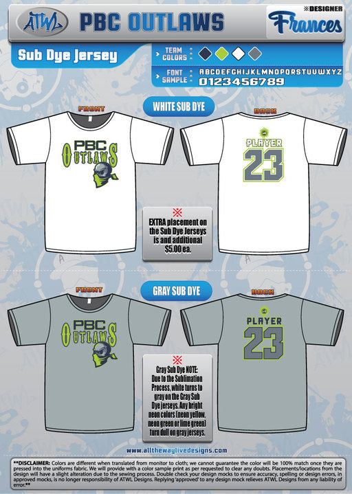 PBC Outlaws Sublimated Dye T-Shirt - Comfortable & Stylish Graphic Tee for Men - Perfect for Casual Wear, Sports & Street Fashion