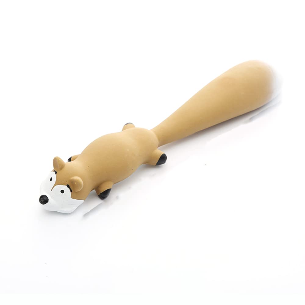 EastVita Latex Dog Chew Toy with Squeaker - Cartoon Long Tail Chewing Toy for Teeth Cleaning & Playtime - Durable Pet Supplies for Small & Medium Dogs (Yellow) - Perfect for Indoor Play, Training Rewards & Dental Health