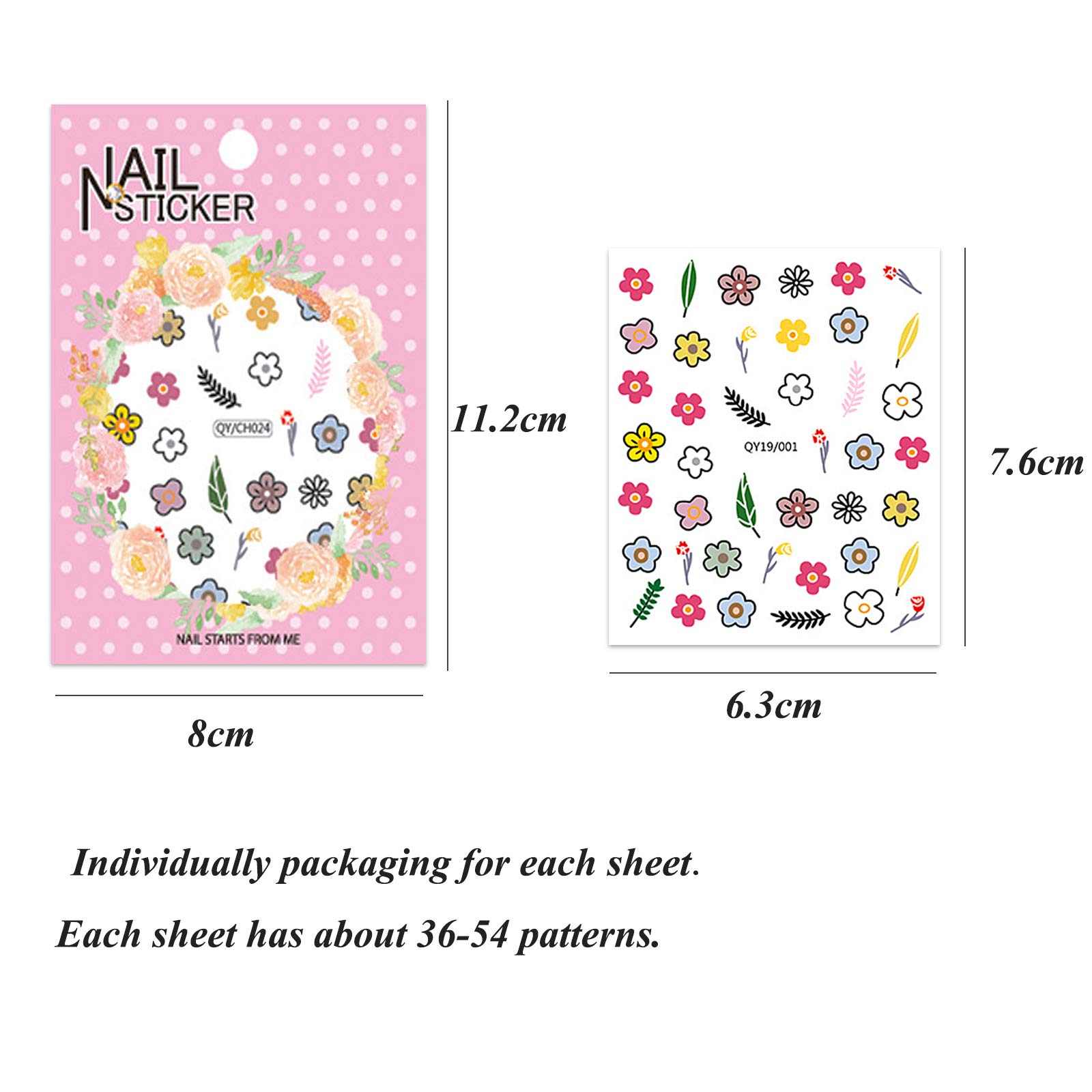 14 Sheets 3D Self-Adhesive Nail Stickers for Women & Girls - DIY Nail Art Decals with Hearts, Fruits, Flowers, Animals & Rainbow Designs | Perfect for Parties, Salons, Gifts & Home Manicures