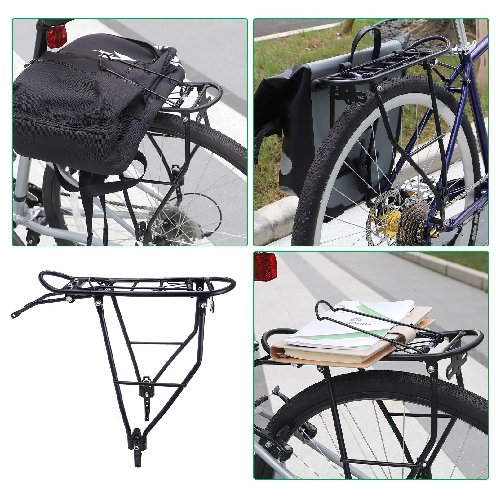 Lightweight Aluminum Rear Bike Rack - 55LB Load Capacity for Mountain & Road Bicycles (24