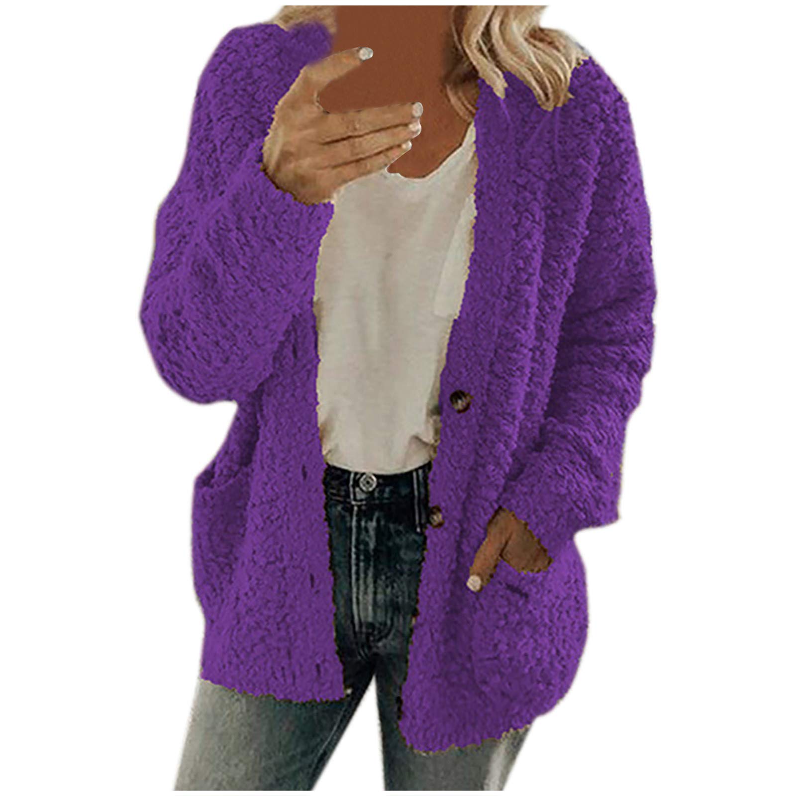 Women's Plus Size Sherpa Jacket - Soft Teddy Bear Fleece Coat with Button Down Design | Warm Winter Outerwear for Women | Perfect for Outdoor Activities & Casual Wear