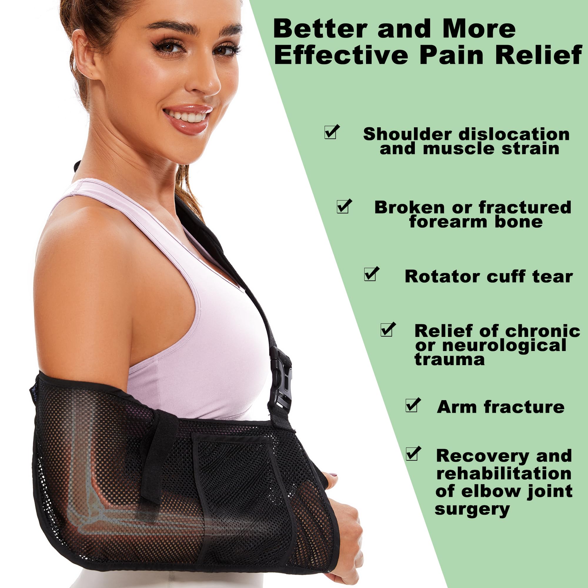 Adjustable Mesh Arm Sling for Shoulder Support - Medical Grade Post-Surgery Brace for Rotator Cuff Injury, Wrist, Elbow & Clavicle Fracture (Medium) - Left/Right Arm - Unisex Design for Men & Women - Ideal for Shower Use & Daily Recovery