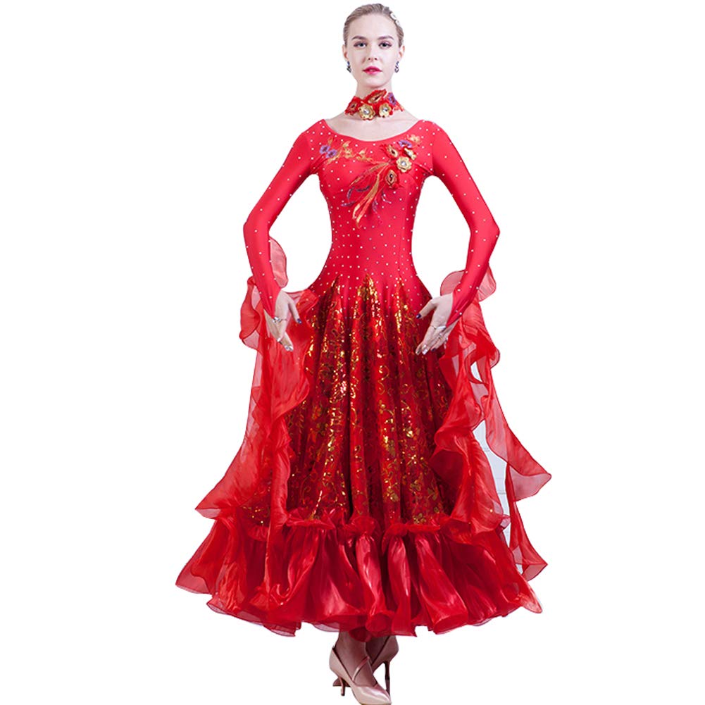 Elegant Women's Ballroom Dance Dress with Sequins - Modern Waltz & Foxtrot Competition Gown - Standard Ballroom Dancewear for Performances & Social Events