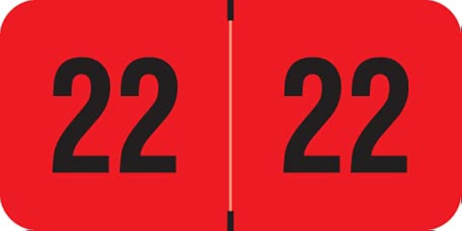 2022 Year Stickers - Red & Black End Tab File Folder Labels, Compatible with Smead ETYJ Series, 500 Labels per Roll (3/4
