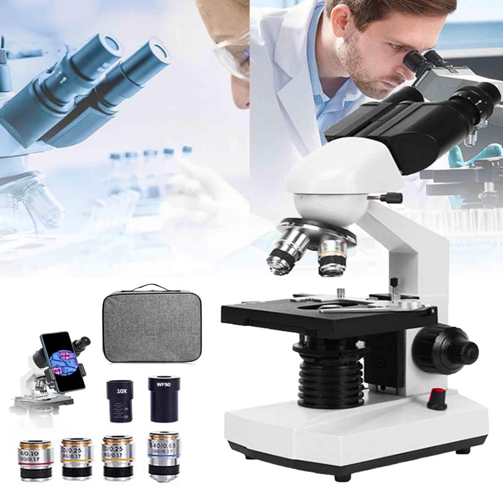 Professional Binocular Compound Microscope 30000X-70000X Magnification with LED Illumination & Phone Adapter - Ideal for Students, Adults & Kids - Perfect for Lab Research, Classroom Learning & Home Science Exploration
