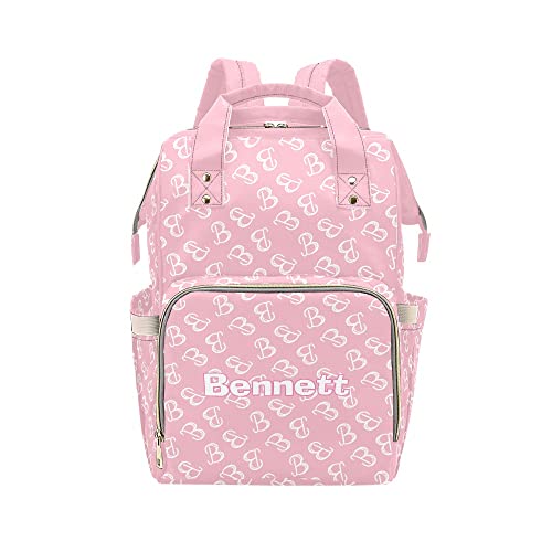 Personalized Pink Patchwork Diaper Bag with Name - Waterproof Maternity Backpack for Nursing Moms, Baby Essentials Tote - Perfect for Daycare, Travel & On-the-Go Parenting
