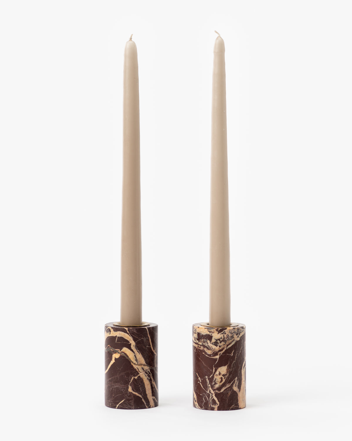 Perrin Marble Taper Candle Holders - Set of 2 Elegant Marble Candle Sticks for Wedding Centerpieces, Dining Table Decor, and Home Decoration