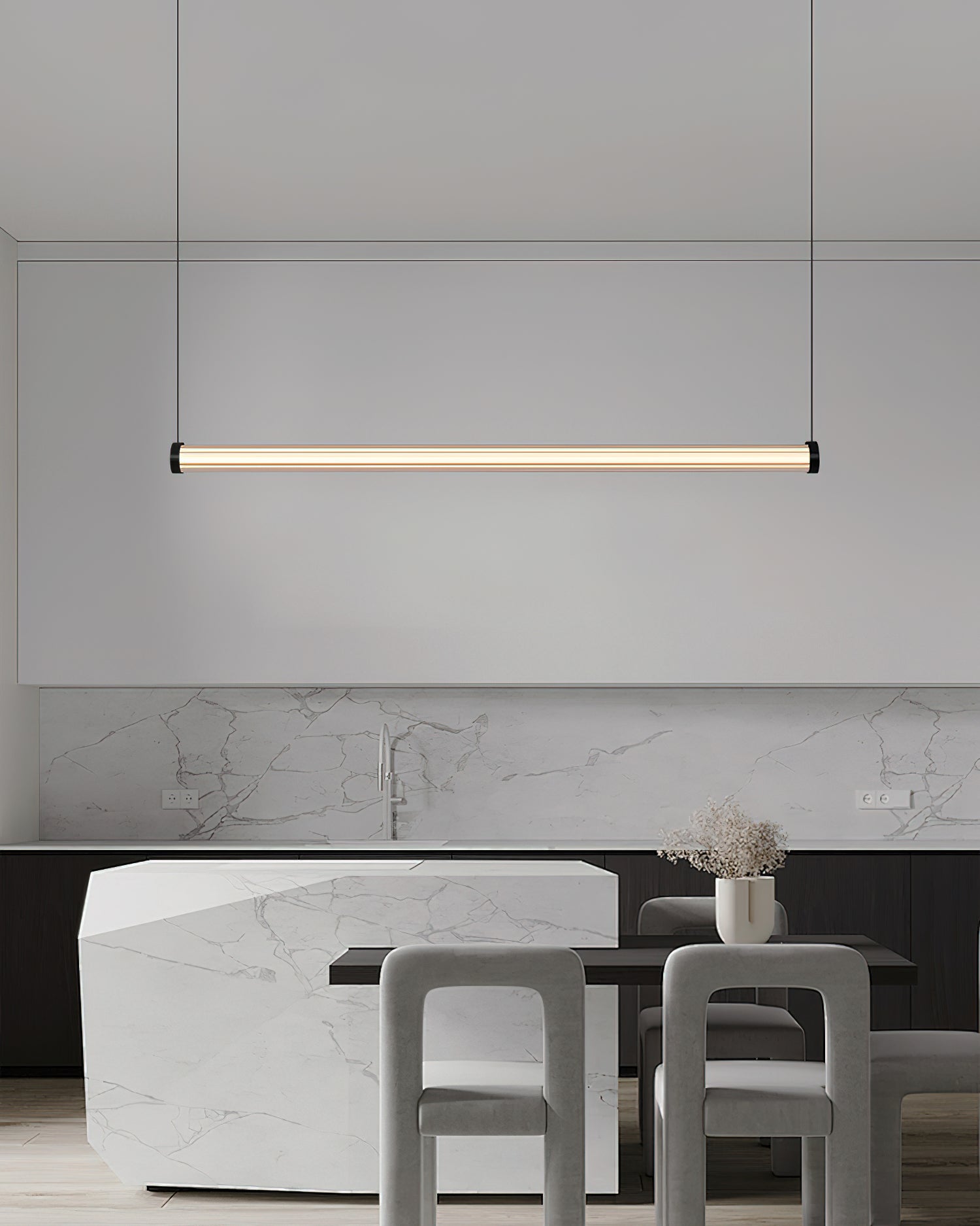 Loreto Modern Linear Pendant Light - Sleek Minimalist Design for Kitchen Island, Dining Room, and Living Room Lighting