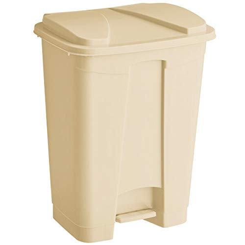16 Qt / 4 Gallon / 13 Liter Beige Rectangular Step-On Trash Can - Touchless Kitchen Garbage Bin, Office Waste Basket & Recycling Container for Home, Restaurant or Commercial Use