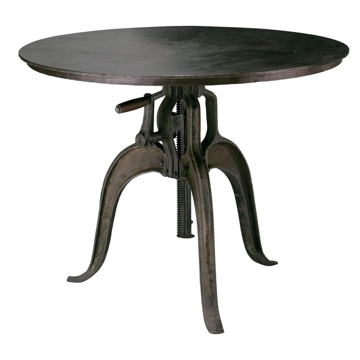 Americana Crank Table in Gun Metal - Adjustable Height Coffee Table for Living Room, Office & Outdoor Use