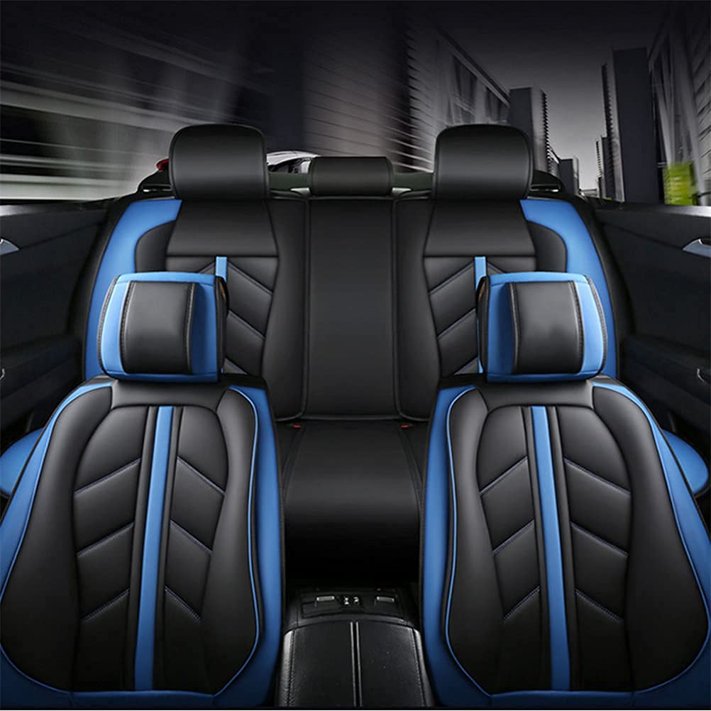 Premium Front & Rear Seat Covers for GMC Yukon XL - Luxury PU Leather, Sporty Design, Breathable & Comfortable (Blue & Black) - Perfect for Road Trips, Daily Commutes & Family Protection