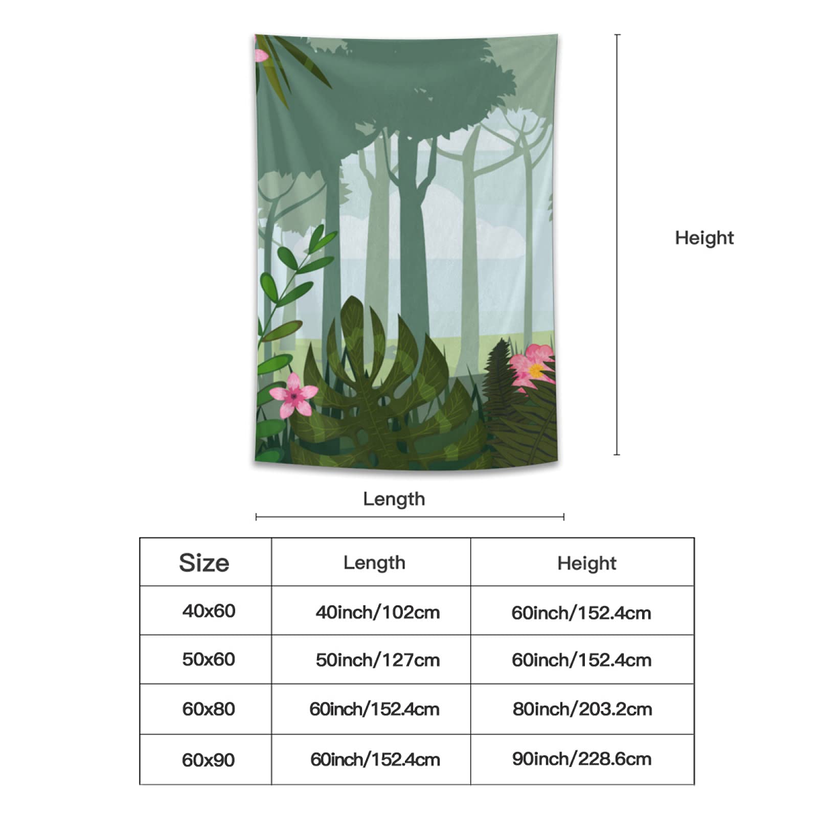 TropicalLife NIxux Cartoon Jungle Illustration Tapestry - 40x60 Inch Aesthetic Wall Hanging for Bedroom Decor, Living Room, Dorm | Waterproof Polyester Fabric for Boho Home Decor & Party Backdrop